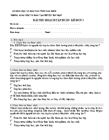 Bài thu hoạch Tập huấn Mô đun 2
