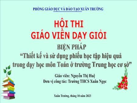 Biện pháp Thiết kế và sử dụng phiếu học tập hiệu quả trong dạy học môn Toán ở trường Trung học Cơ sở