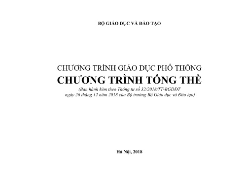 Chương trình Giáo dục phổ thông chương trình tổng thể