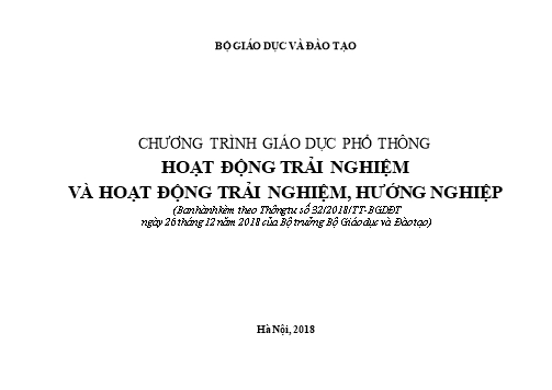 Chương trình Giáo dục phổ thông Hoạt động trải nghiệm và hướng nghiệp