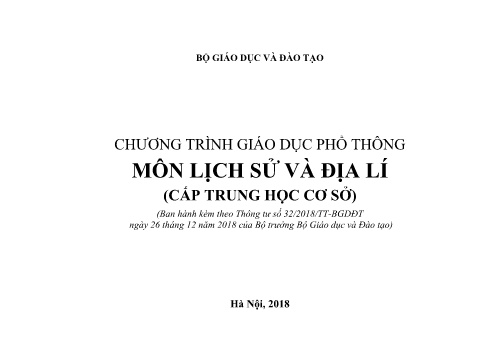 Chương trình giáo dục phổ thông môn Lịch sử và địa lí (cấp Trung học Cơ sở)