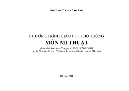 Chương trình giáo dục phổ thông môn Mĩ thuật - Năm 2018