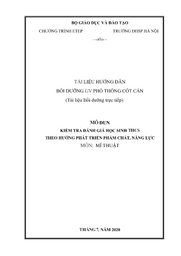 Kiểm tra, đánh giá học sinh cấp Trung học Cơ sở theo định hướngphát triển phẩm chất, năng lực môn Mĩ thuật