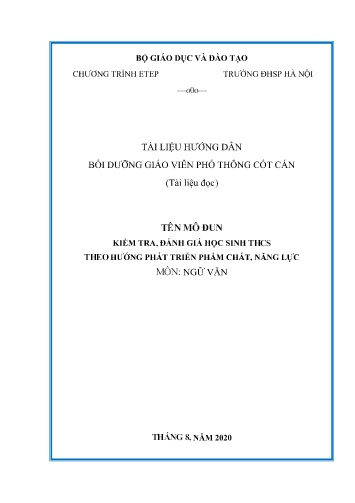 Kiểm tra, đánh giá học sinh cấp Trung học Cơ sở theo định hướngphát triển phẩm chất, năng lực môn Ngữ văn