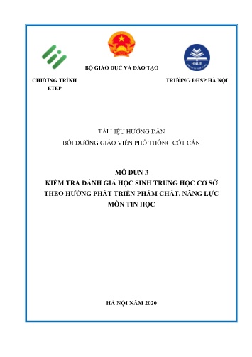 Kiểm tra, đánh giá học sinh cấp Trung học Cơ sở theo hướngphát triển phẩm chất, năng lực môn Tin học