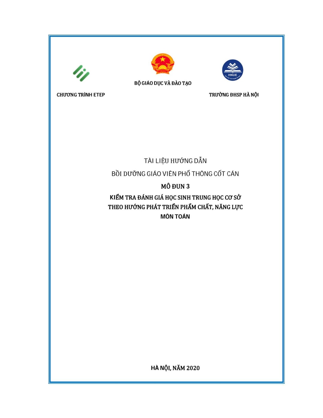 Kiểm tra, đánh giá học sinh cấp Trung học Cơ sở theo hướngphát triển phẩm chất, năng lực môn Toán