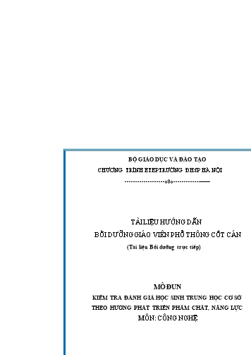 Mô đun Kiểm tra đánh giá học sinh Trung học Cơ sở theo hướng phát triển phẩm chất, năng lực môn Công nghệ