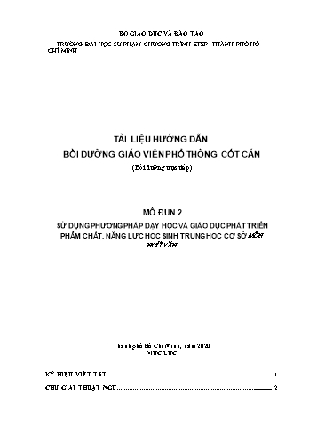 Mô đun Sử dụng phương pháp dạy học, giáo dục phát triển phẩm chất, năng lực học sinh Trung học Cơ sở môn Ngữ văn