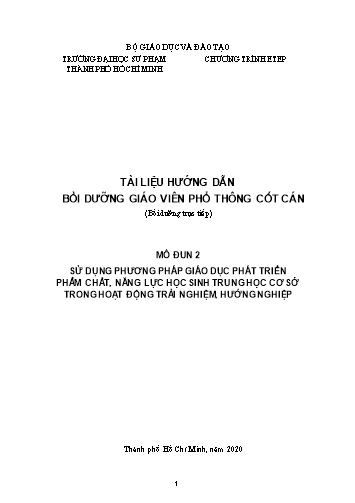 Mô đun Sử dụng phương pháp giáo dục phát triển phẩm chất, năng lực học sinh Trung học Cơ sở trong Hoạt động trải nghiệm, hướng nghiệp