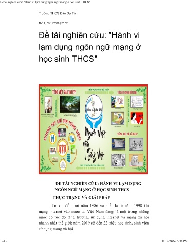 Sáng kiến kinh nghiệm Hành vi lạm dụng ngôn ngữ mạng ở học sinh THCS