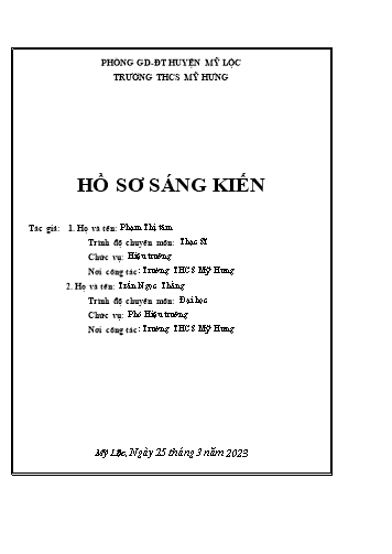 SKKN Chỉ đạo tổ chức hoạt động ngoài giờ lên lớp của Lớp 8, Lớp 9 và hoạt động trải nghiệm, hướng nghiệp Lớp 6, Lớp 7 tại các trường THCS