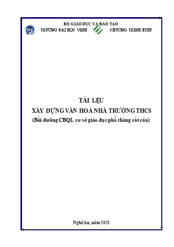Tài lệu Xây dựng văn hoá nhà trường THCS (Bồi dưỡng cán bộ quản lí cơ sở giáo dục phổ thông cốt cán)