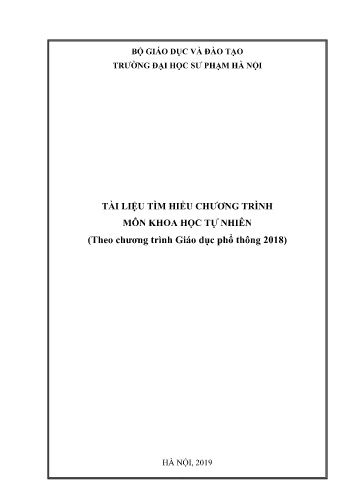 Tài liệu Tìm hiểu chương trình môn Khoa học tự nhiên (Theo chương trình Giáo dục phổ thông 2018)