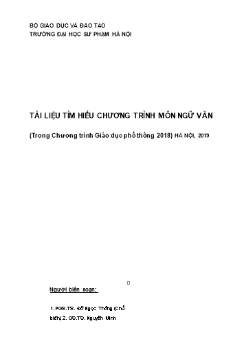Tài liệu Tìm hiểu chương trình môn Ngữ văn (Trong Chương trình Giáo dục phổ thông 2018)