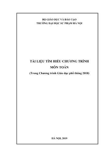 Tài liệu Tìm hiểu chương trình môn Toán (Trong Chương trình Giáo dục phổ thông 2018) - Năm 2019