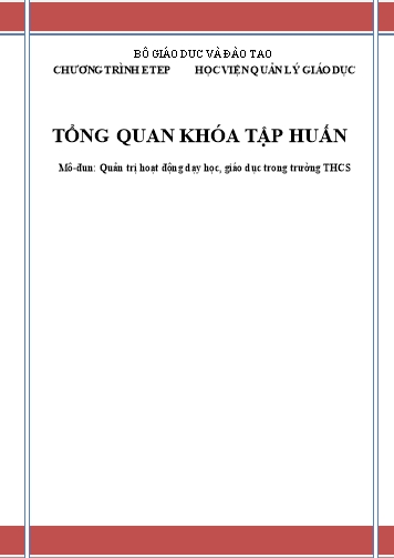 Tài liệu Tổng quan khóa tập huấn