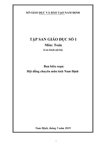 Tập san giáo dục số 1 môn Toán - Sở GD&ĐT Nam Định