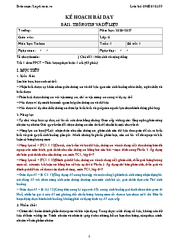 Trọn bộ Giáo án Tin học lớp 6 - Tích hợp năng lực số và AI năm học 2026-2027