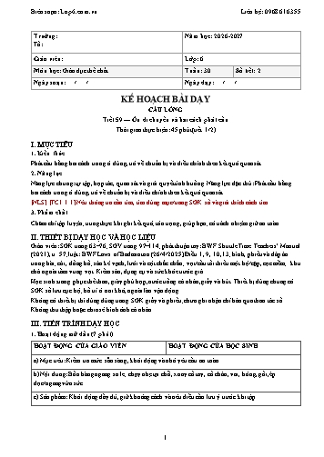 Giáo án GDTC lớp 6 - Tuần 30 - Tích hợp năng lực số và AI năm học 2026-2027