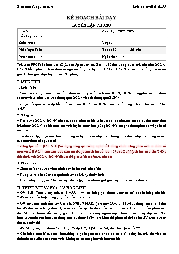 Giáo án Toán lớp 6 - Tuần 10 - Tích hợp năng lực số và AI năm học 2026-2027