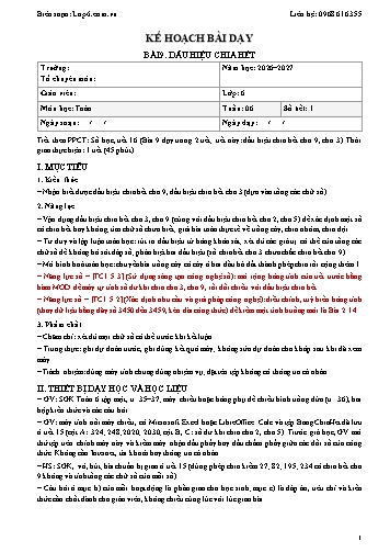 Giáo án Toán lớp 6 - Tuần 6 - Tích hợp năng lực số và AI năm học 2026-2027
