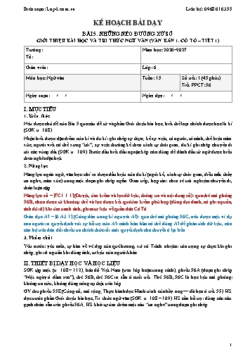 Giáo án Ngữ văn lớp 6 - Tuần 15 - Tích hợp năng lực số và AI năm học 2026-2027