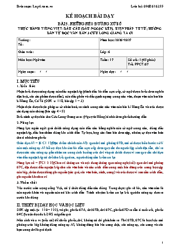 Giáo án Ngữ văn lớp 6 - Tuần 17 - Tích hợp năng lực số và AI năm học 2026-2027