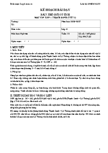 Giáo án Ngữ văn lớp 6 - Tuần 22 - Tích hợp năng lực số và AI năm học 2026-2027