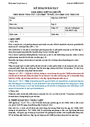 Giáo án Ngữ văn lớp 6 - Tuần 27 - Tích hợp năng lực số và AI năm học 2026-2027